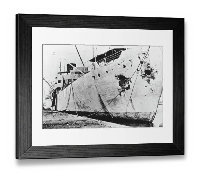 Framed Print : Battle-Damaged Ship In Dakar Harbour