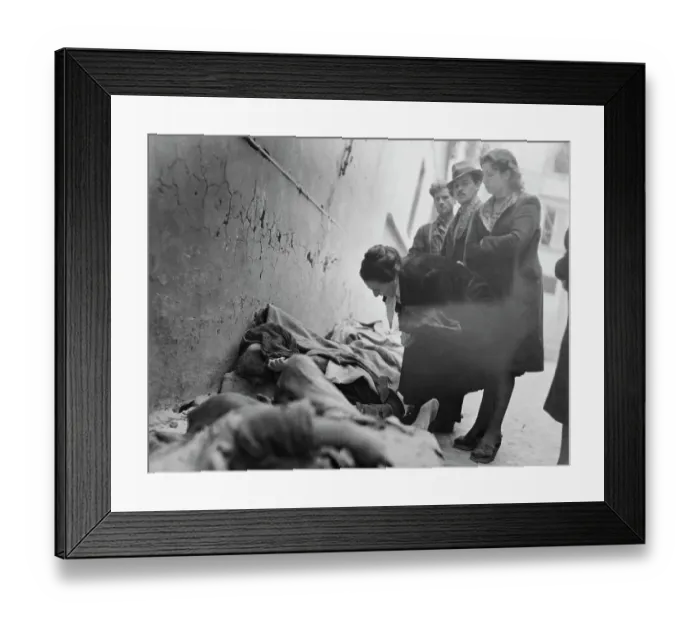 Framed Print : Woman Looking For Body Of Husband Framed Print : Woman Looking For Body Of Husband