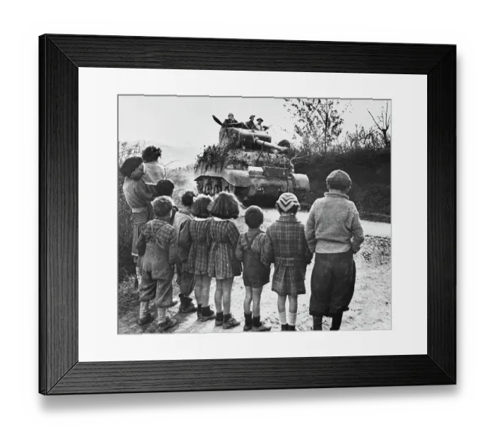 Framed Print : Children Watching US Tank Framed Print : Children Watching US Tank