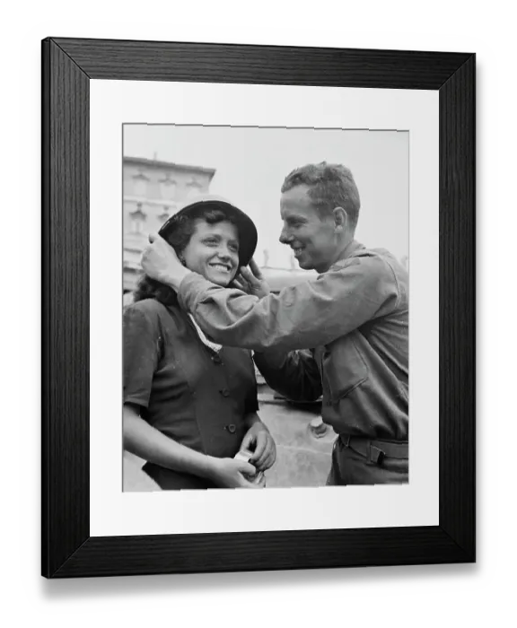 Framed Print : Roman Woman With American Soldier Framed Print : Roman Woman With American Soldier