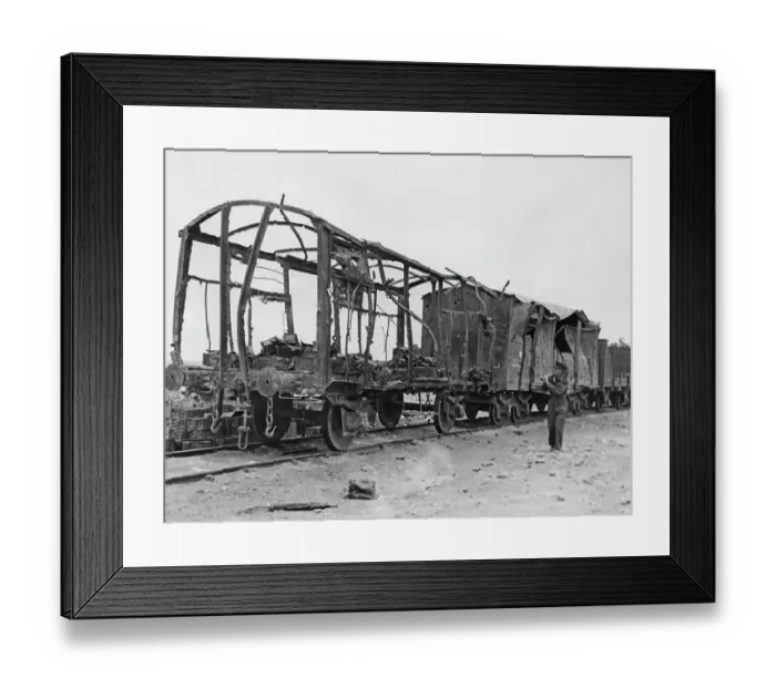 Framed Print : Wrecked Ammunition Train In Libya, 1942 Framed Print : Wrecked Ammunition Train In Libya, 1942