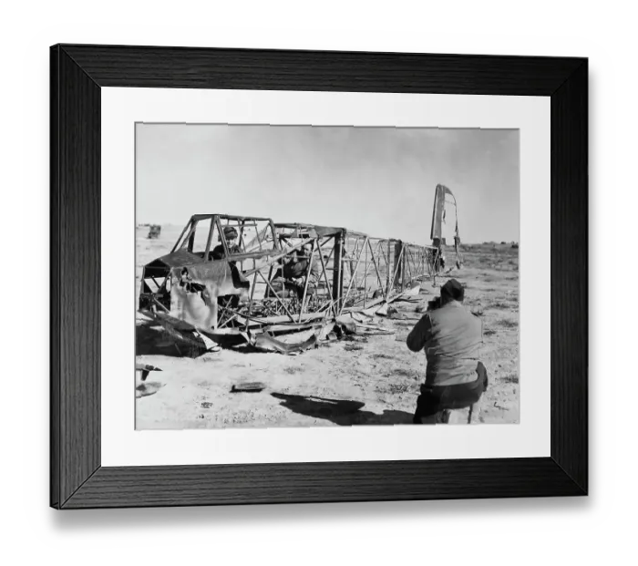 Framed Print : Allied Troops Pose With Plane Wreck Framed Print : Allied Troops Pose With Plane Wreck