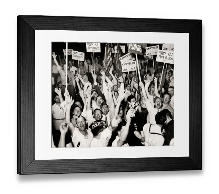 Framed Print : UAW Delegates Cheer Lewis Framed Print : UAW Delegates Cheer Lewis