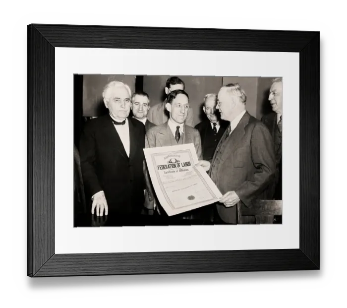 Framed Print : Federation Of Labor Certificate Presentation Framed Print : Federation Of Labor Certificate Presentation