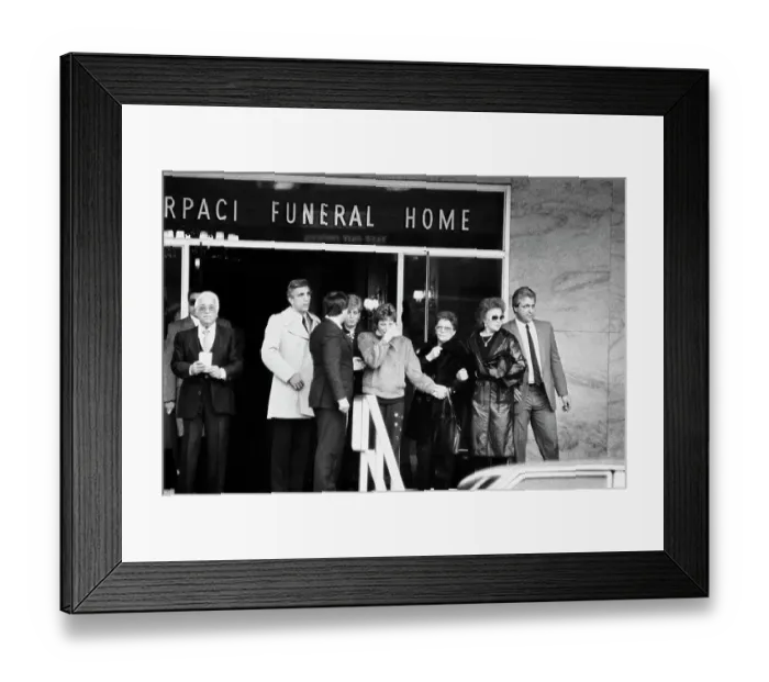 Framed Print : Mourners Leave Crime Boss's Funeral Service Framed Print : Mourners Leave Crime Boss's Funeral Service