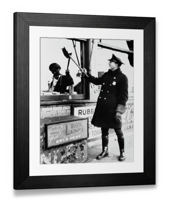 Framed Print : Broken Window After Auto Worker March