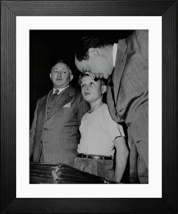 Framed Print : Boy Murder Suspect With Lawyers Framed Print : Boy Murder Suspect With Lawyers