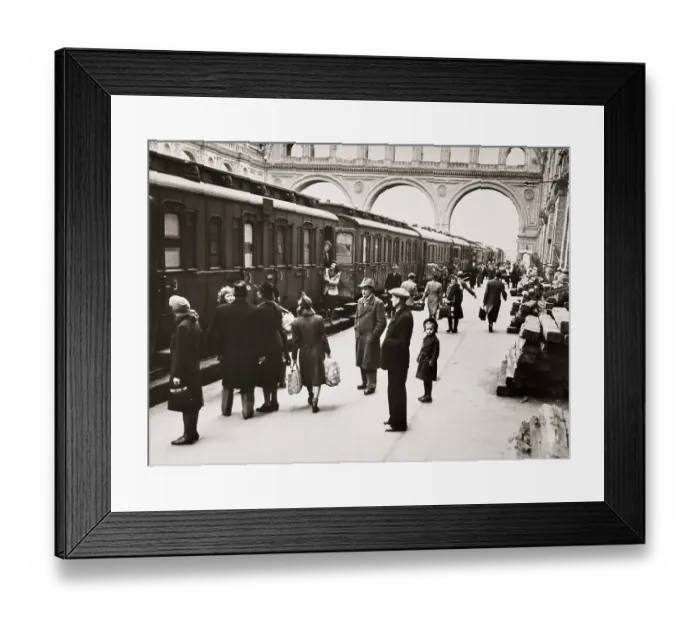 Framed Print : Travellers At A Berlin Railway Station Framed Print : Travellers At A Berlin Railway Station