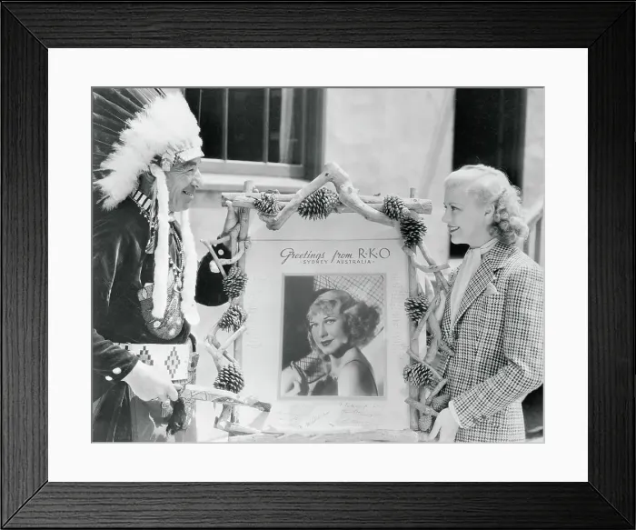 Framed Print : Portrait of Ginger Rogers with Native American Chief Framed Print : Portrait of Ginger Rogers with Native American Chief