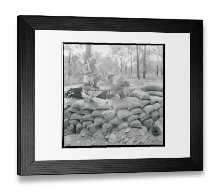 Framed Print : American Soldiers Behind Sand Bags Framed Print : American Soldiers Behind Sand Bags
