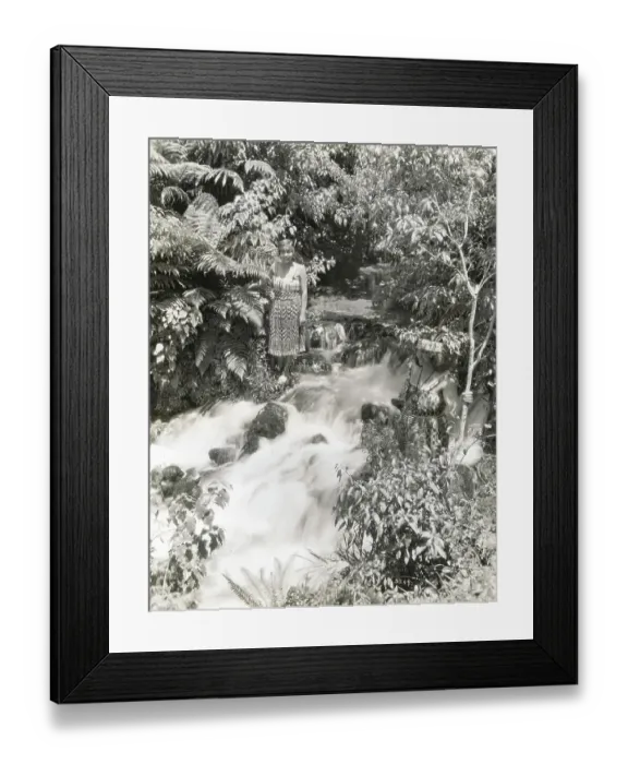 Framed Print : Maori Girls Posing by Stream Framed Print : Maori Girls Posing by Stream