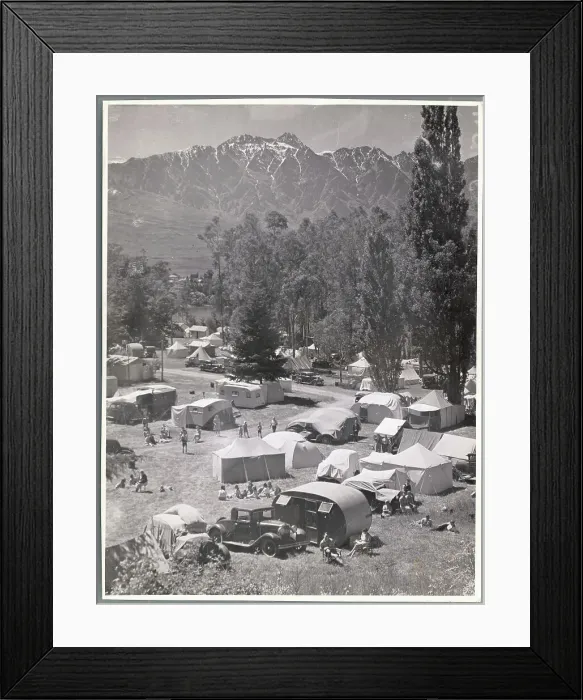 Framed Print : Vacationers Enjoying Campsite Framed Print : Vacationers Enjoying Campsite