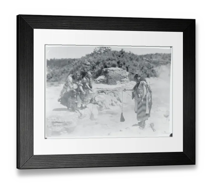 Framed Print : Maori Women Cooking Food in Boiling Spring Framed Print : Maori Women Cooking Food in Boiling Spring
