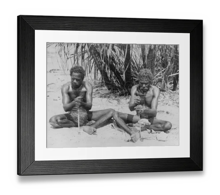 Framed Print : Aborigine Men of Australia Making Fire Framed Print : Aborigine Men of Australia Making Fire