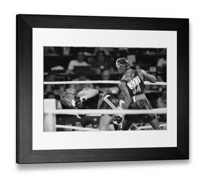Framed Print : Olympic Boxer Evander Holyfield Punching Kevin Barry Framed Print : Olympic Boxer Evander Holyfield Punching Kevin Barry