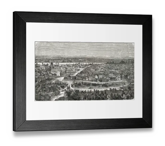 Framed Print : Brisbane. (Original Caption). Brisbane, capital of Queensland, in 1865. Australia Framed Print : Brisbane. (Original Caption). Brisbane, capital of Queensland, in 1865. Australia
