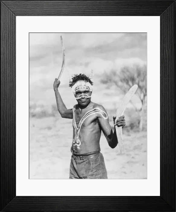 Framed Print : Australian Aboriginal Handling a Boomerang Framed Print : Australian Aboriginal Handling a Boomerang