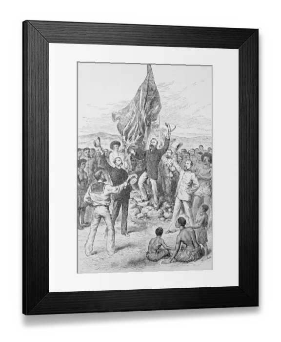 Framed Print : Britons Celebrating in New Guinea Framed Print : Britons Celebrating in New Guinea