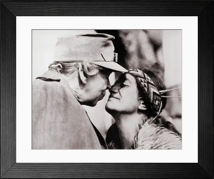 Framed Print : Eleanor Roosevelt Nose-Kissing Maori Woman Framed Print : Eleanor Roosevelt Nose-Kissing Maori Woman
