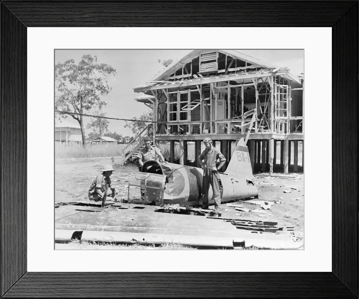 Framed Print : Soldiers Outside Bombed out Barracks Framed Print : Soldiers Outside Bombed out Barracks