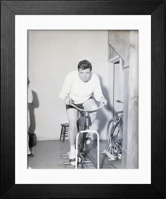 Framed Print : Babe Ruth on Cycling Machine Framed Print : Babe Ruth on Cycling Machine