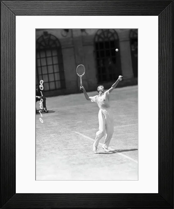 Framed Print : Tennis Player Don Budge Serving Tennis Ball Framed Print : Tennis Player Don Budge Serving Tennis Ball
