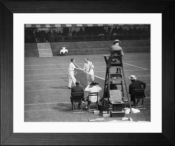 Framed Print : Rene Lacoste Congratulating Gerald Patterson at Davis Cup Framed Print : Rene Lacoste Congratulating Gerald Patterson at Davis Cup