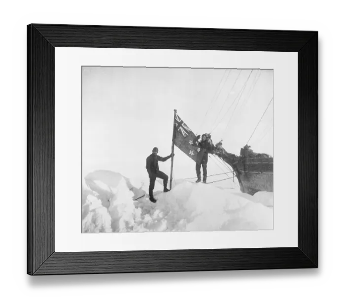 Framed Print : New Zealand Explorers Planting Their Flag at Arctic Framed Print : New Zealand Explorers Planting Their Flag at Arctic