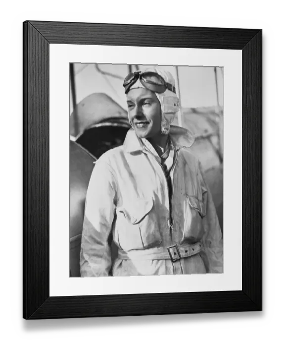 Framed Print : Portrait of Jean Batten Smiling
