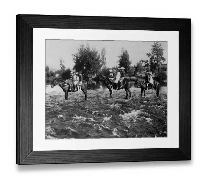 Framed Print : Children Traveling on Horseback Framed Print : Children Traveling on Horseback