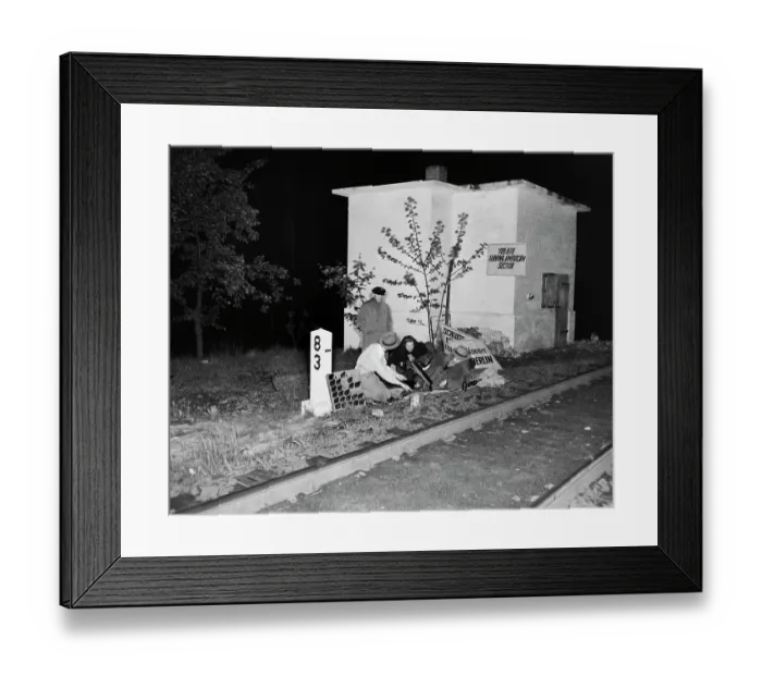 Framed Print : Berliners Await First Post-Blockade Train Framed Print : Berliners Await First Post-Blockade Train