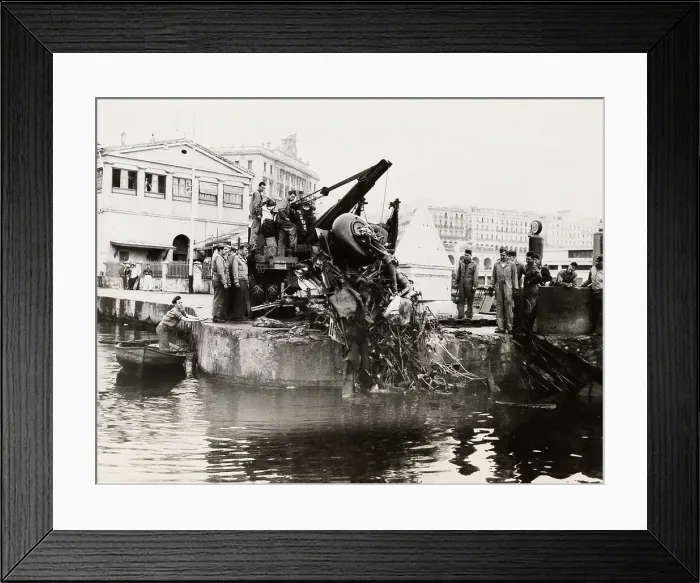 Framed Print : Bomber Wreckage In Algiers Harbour Framed Print : Bomber Wreckage In Algiers Harbour