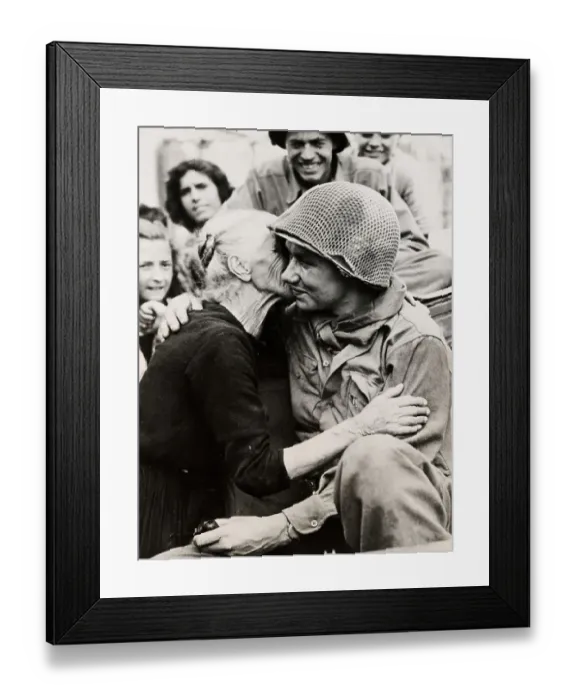 Framed Print : Italian Woman Embracing US Soldier Framed Print : Italian Woman Embracing US Soldier