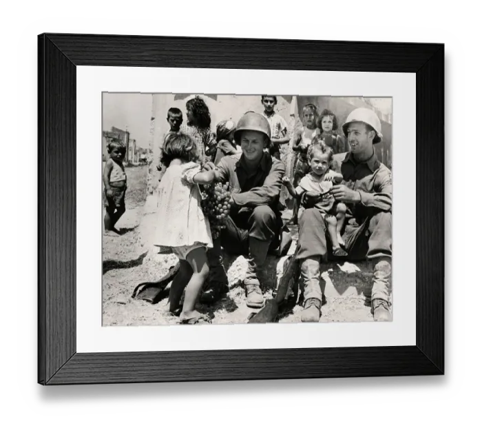 Framed Print : Soldiers With Children In Italy Framed Print : Soldiers With Children In Italy