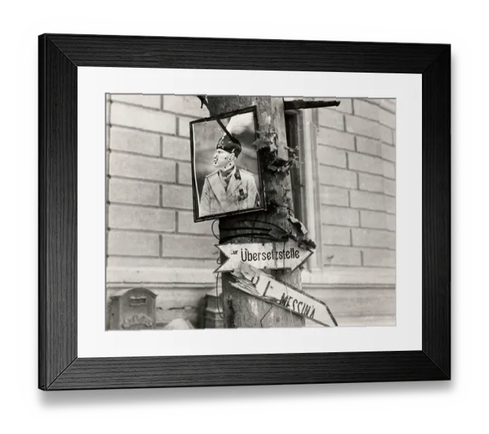 Framed Print : Bullet-Riddled Mussolini Portrait Framed Print : Bullet-Riddled Mussolini Portrait