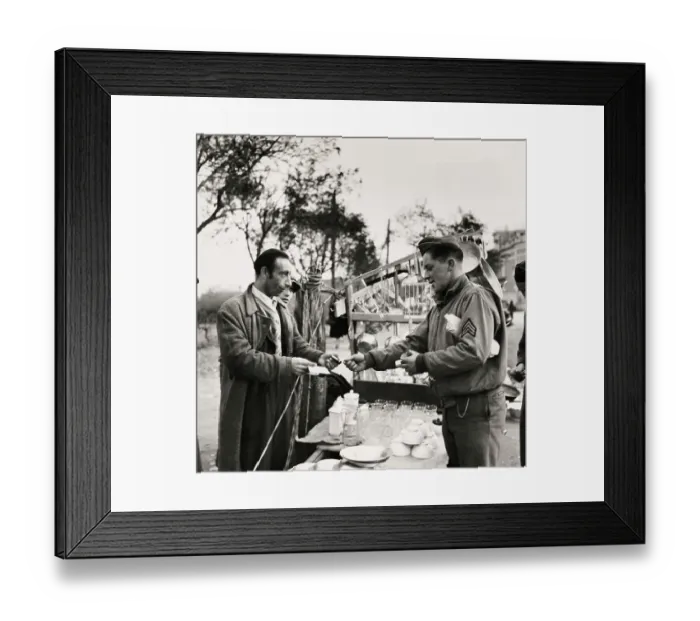 Framed Print : US Soldier And Italian Vendor Framed Print : US Soldier And Italian Vendor