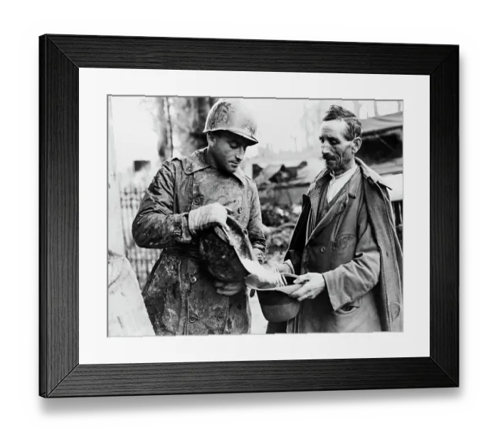 Framed Print : US Soldier With Italian Man Framed Print : US Soldier With Italian Man