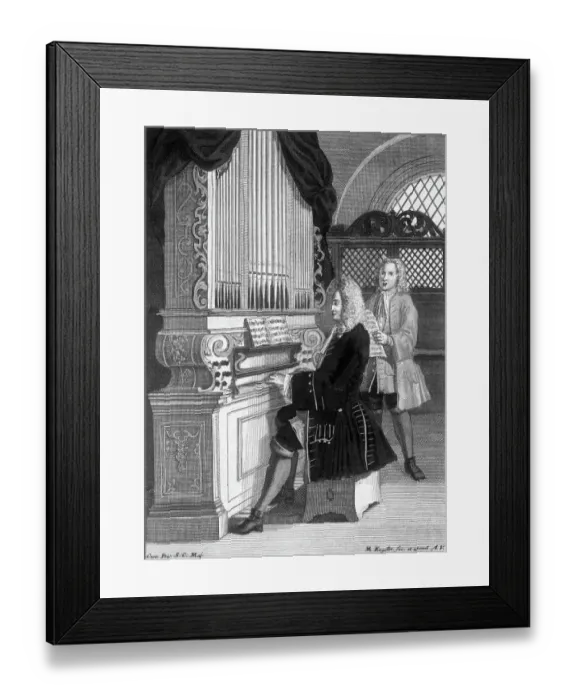 Framed Print : Organist at His Instrument