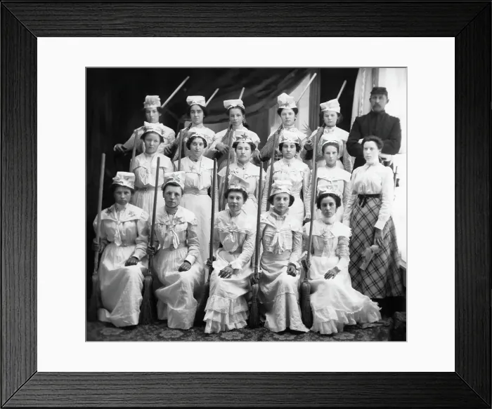 Framed Print : Young Women in Patriotic Broom Brigade Framed Print : Young Women in Patriotic Broom Brigade