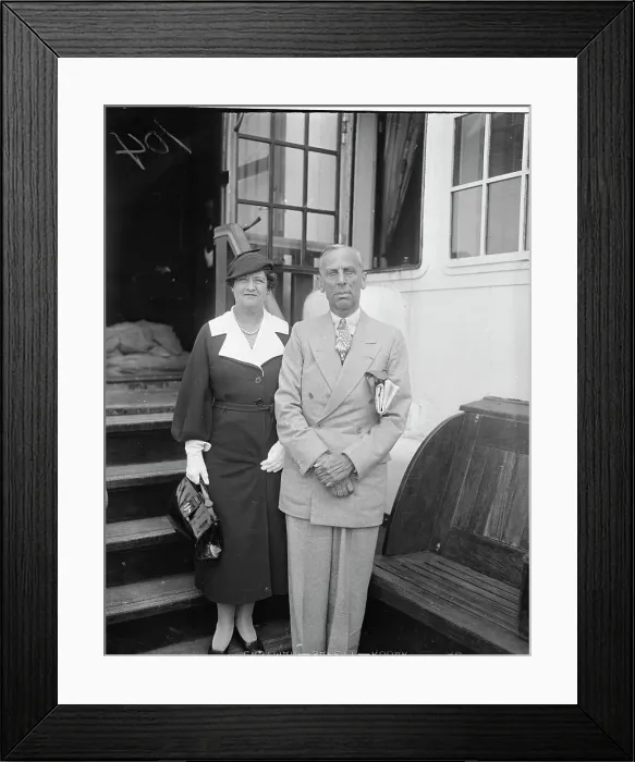 Framed Print : Mr. and Mrs. Alfred Sloan Standing on Ship Framed Print : Mr. and Mrs. Alfred Sloan Standing on Ship