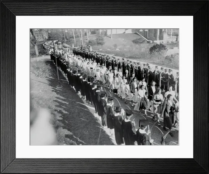 Framed Print : Freshman Class Marching Between Seniors