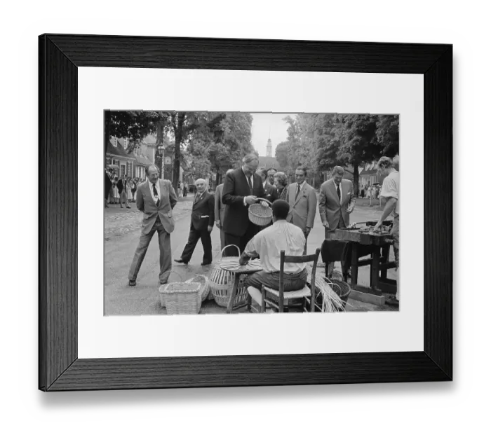 Framed Print : Helmut Kohl Inspecting a Basket Framed Print : Helmut Kohl Inspecting a Basket