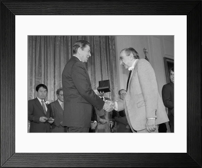 Framed Print : President Ronald Reagan Shaking Hand of Edward Teller Framed Print : President Ronald Reagan Shaking Hand of Edward Teller