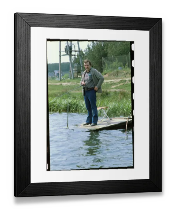 Framed Print : Lech Walesa Fishing in Park Framed Print : Lech Walesa Fishing in Park