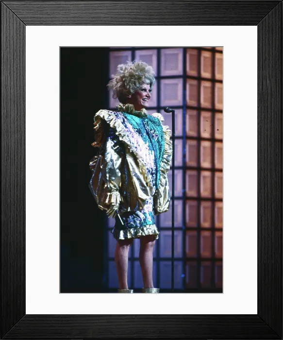Framed Print : Phyllis Diller Standing at Microphone Framed Print : Phyllis Diller Standing at Microphone