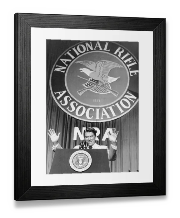 Framed Print : President Reagan Giving Speech at National Rifle Association Framed Print : President Reagan Giving Speech at National Rifle Association