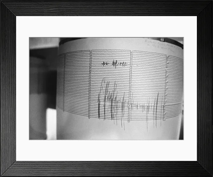 Framed Print : Reading of the University of California's Seismograph Framed Print : Reading of the University of California's Seismograph
