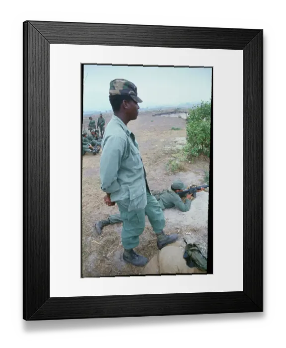 Framed Print : Military Advisor Checking Salvadorean Cadet at Firing Practice Framed Print : Military Advisor Checking Salvadorean Cadet at Firing Practice