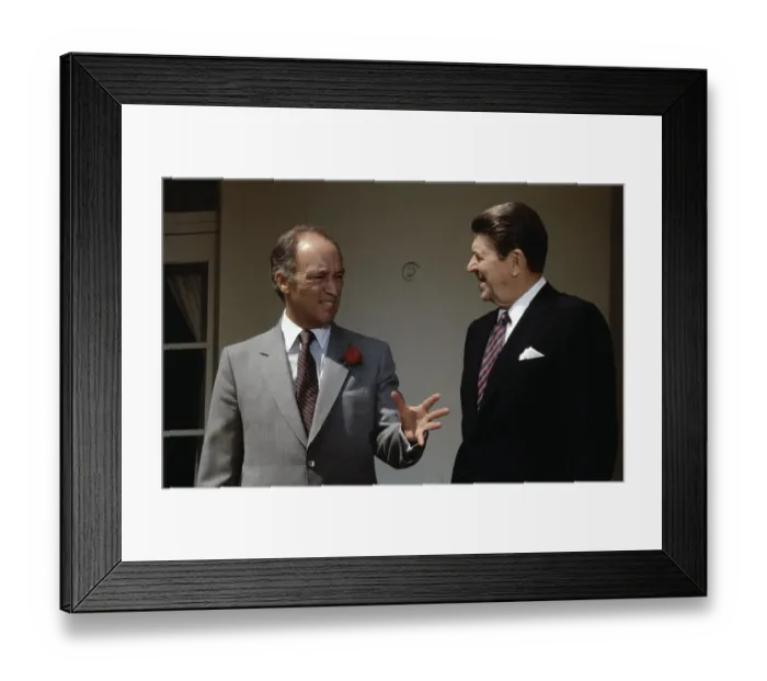Framed Print : Ronald Reagan Conversing with Pierre Trudeau Framed Print : Ronald Reagan Conversing with Pierre Trudeau