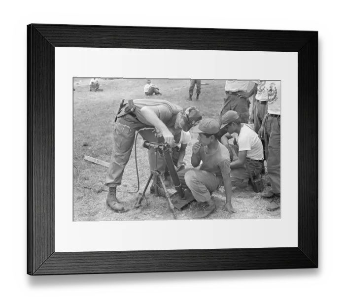 Framed Print : Soldier Instructs Cadet on Mortar Operation Framed Print : Soldier Instructs Cadet on Mortar Operation
